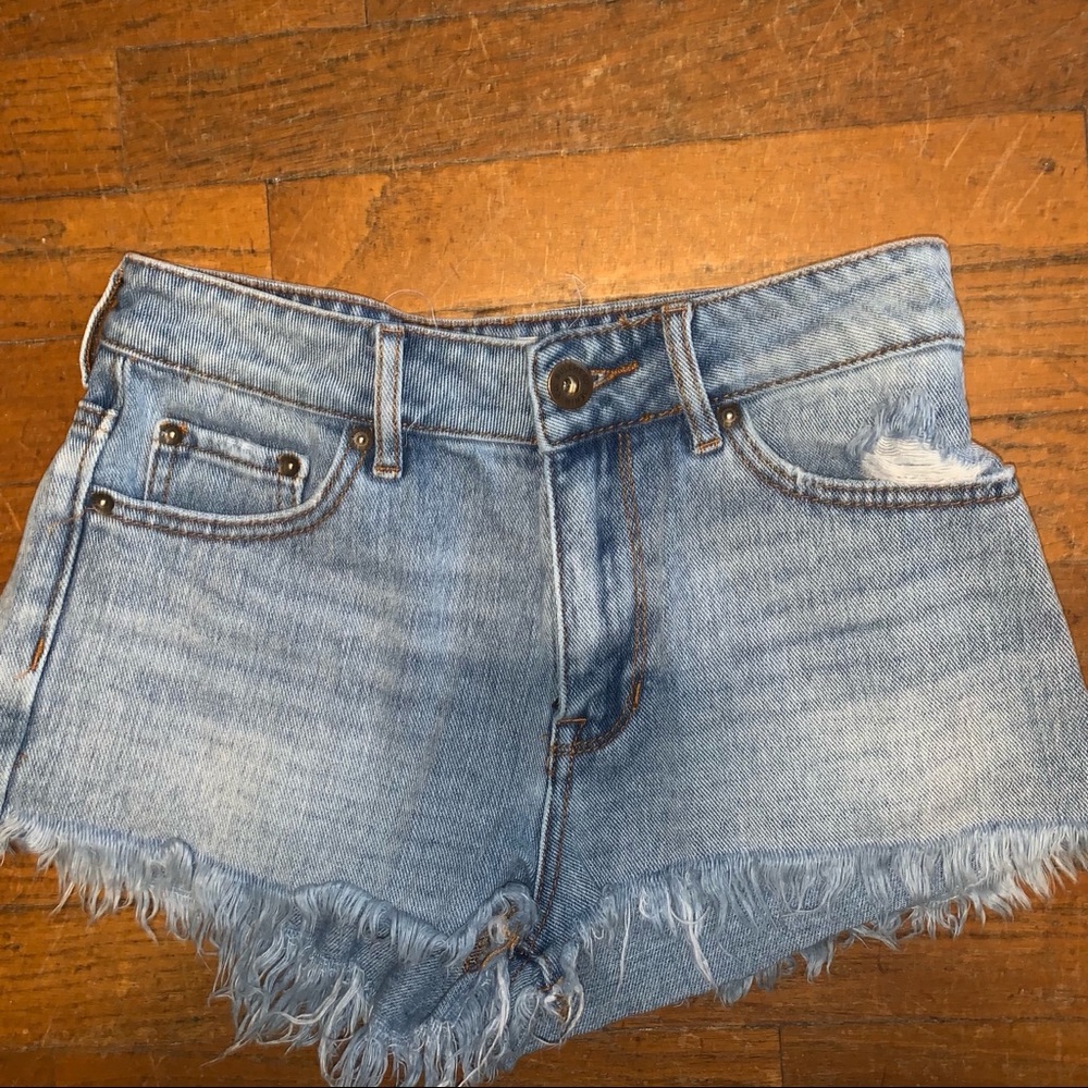 High rise denim shorts